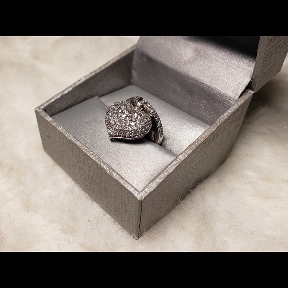 Silver 925 Women’s Crystal Heart Ring Size 7.5 - Picture 6 of 8